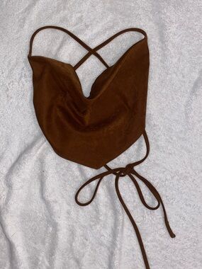 rust orange cowl neck crop top (m)